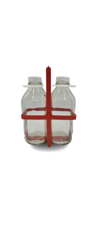 Bottle Carrier with Glass Bottles, Extra Caps, Pour Spouts and Silicone Funnel Combos