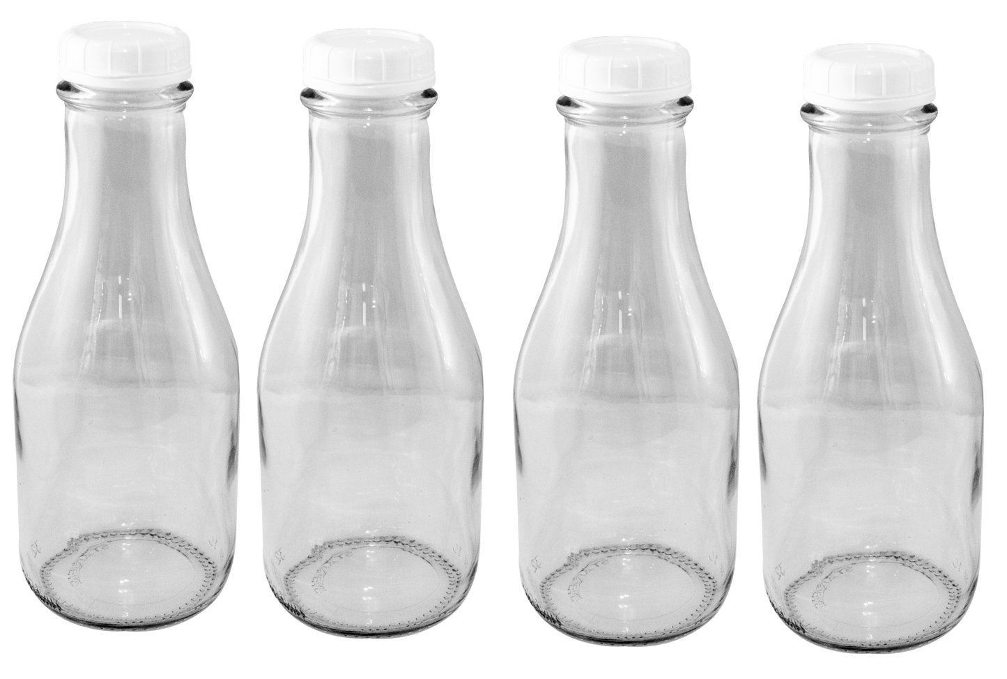 1 Qt Heavy Glass Reusable Milk Bottle, 32 Oz Tall/round Style, Includes 48 Mm Plastic Snap Cap