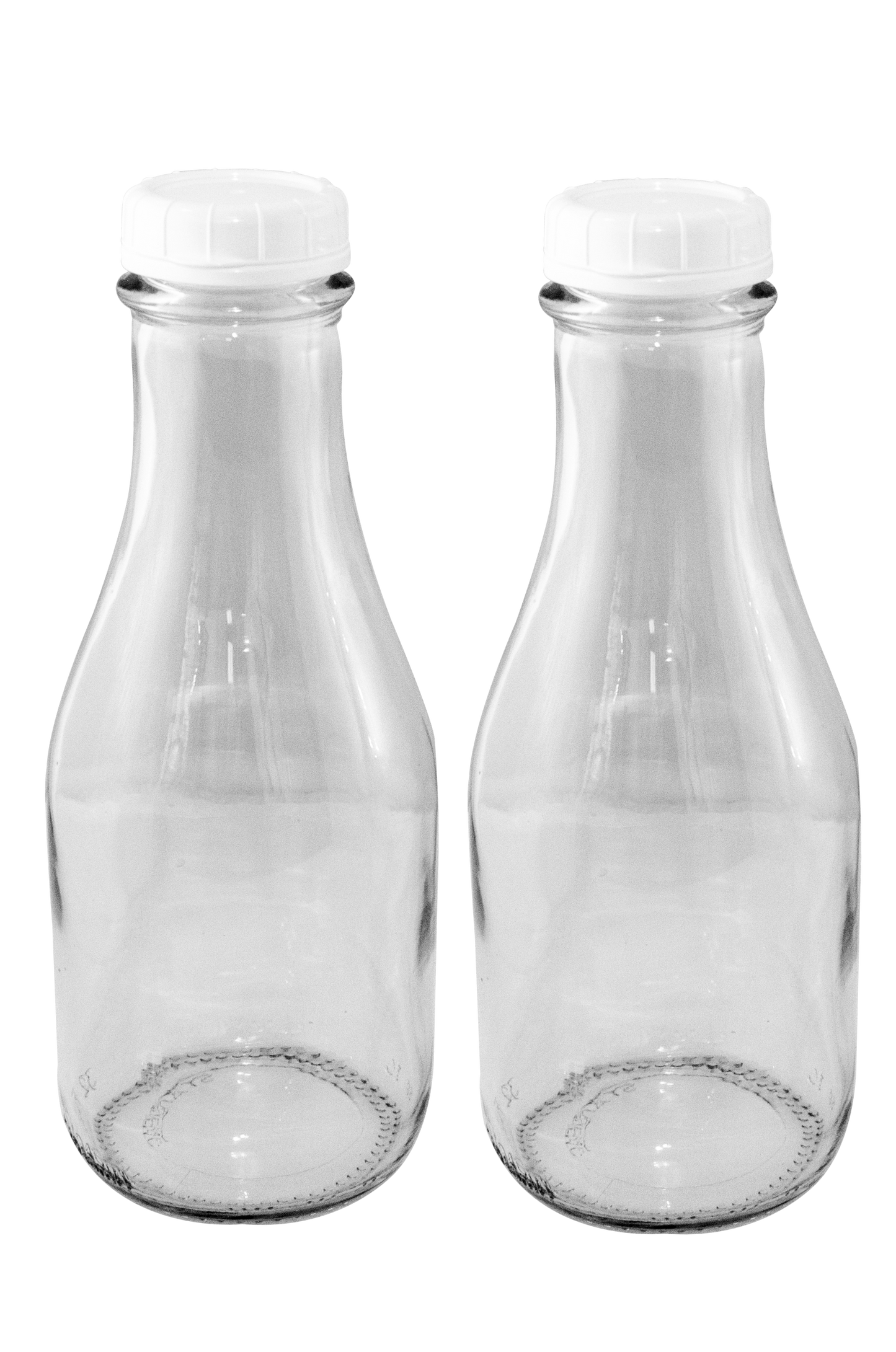 1 Qt Heavy Glass Reusable Milk Bottle, 32 Oz Tall/round Style, Includes 48 Mm Plastic Snap Cap